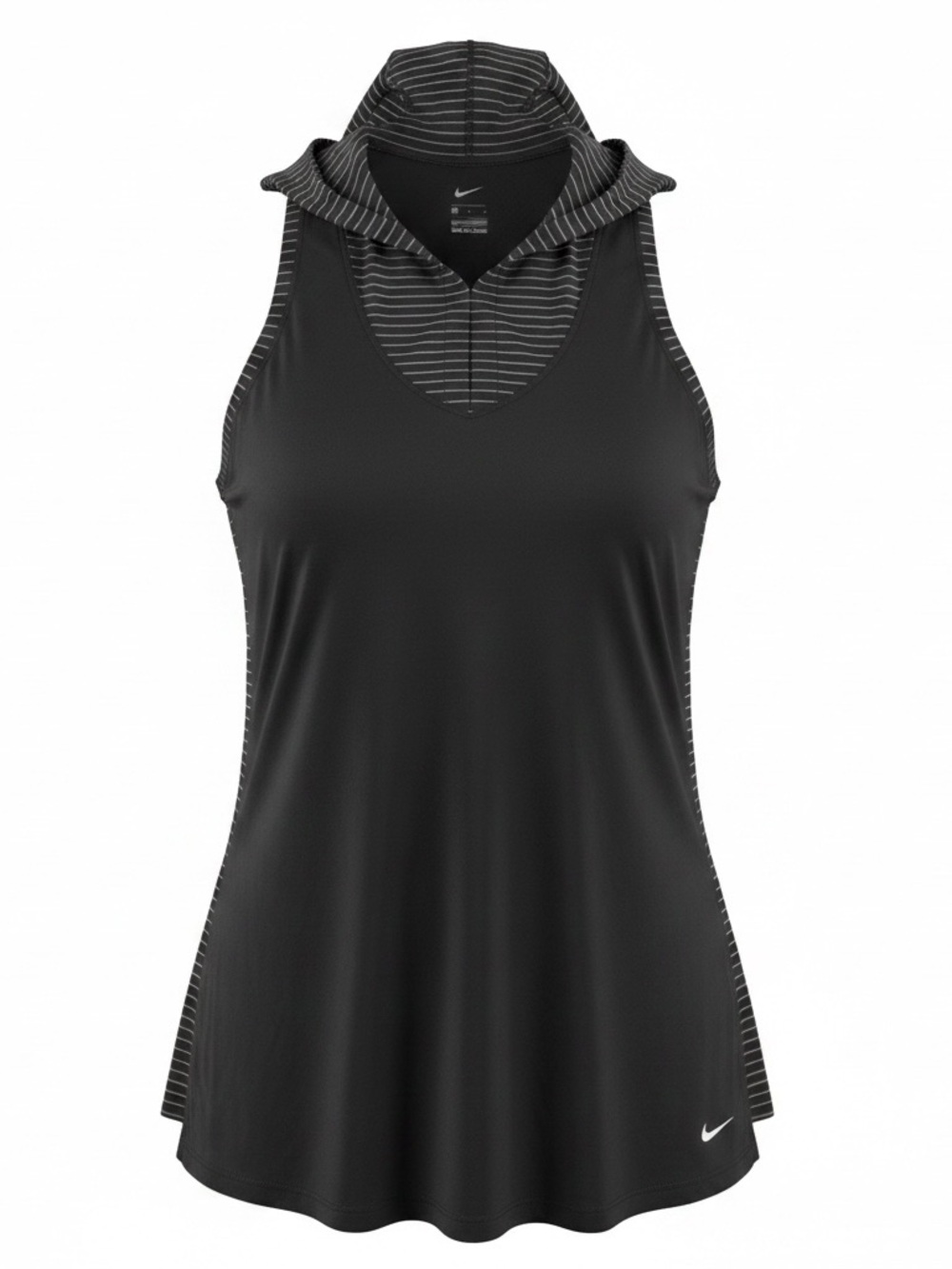 Nike Women's Black Hooded Swim Coverup with Striped Hood